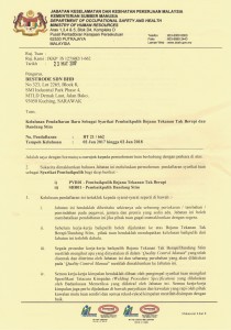 BT colour JKKP approval letter